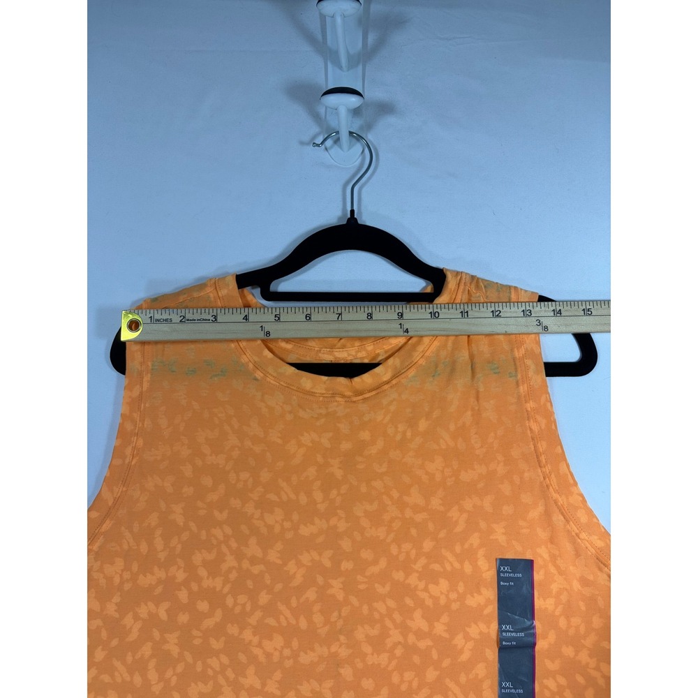 All in Motion Tank Top Women XXL Orange NEW Boxy Fit Sleeveless Floral Jacquard - Picture 2 of 6